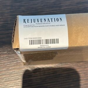 Mission double coat hook aged brass NIB